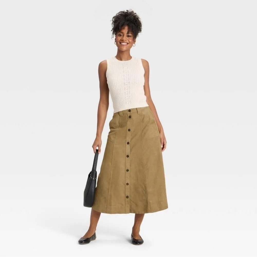 Women's Faux Suede Midi A-Line Skirt - Universal Thread™